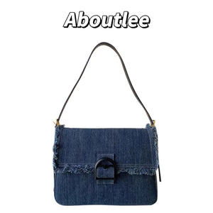 Y2k Denim Vintage Tote Bag Casual Side Bag Student Crossbody Small Square Bag