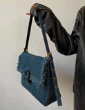 Y2k Denim Vintage Tote Bag Casual Side Bag Student Crossbody Small Square Bag