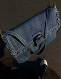 Y2k Denim Vintage Tote Bag Casual Side Bag Student Crossbody Small Square Bag