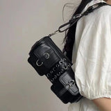Y2K Punk Style Strapped Handbag Multi-Pocket Decorative Lady Small Bag
