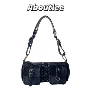 Y2K Punk Style Strapped Handbag Multi-Pocket Decorative Lady Small Bag