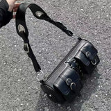 Y2K Punk Style Strapped Handbag Multi-Pocket Decorative Lady Small Bag