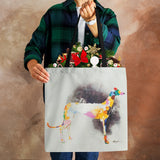 Abstract Art Canvas Shoulder Bag Vintage Women Dog Eco Reusable Large Capacity T