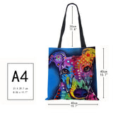 Abstract Art Canvas Shoulder Bag Vintage Women Dog Eco Reusable Large Capacity T