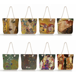Abstract Oil Painting Cloth Tote Beach Bag Linen