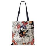 Abstract Print Canvas Shoulder Bag Women Casual Shopping Reusable Tote Bag