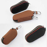 Compact PU Leather Car Key Bag, Anti Lost & Durable Travel Accessory