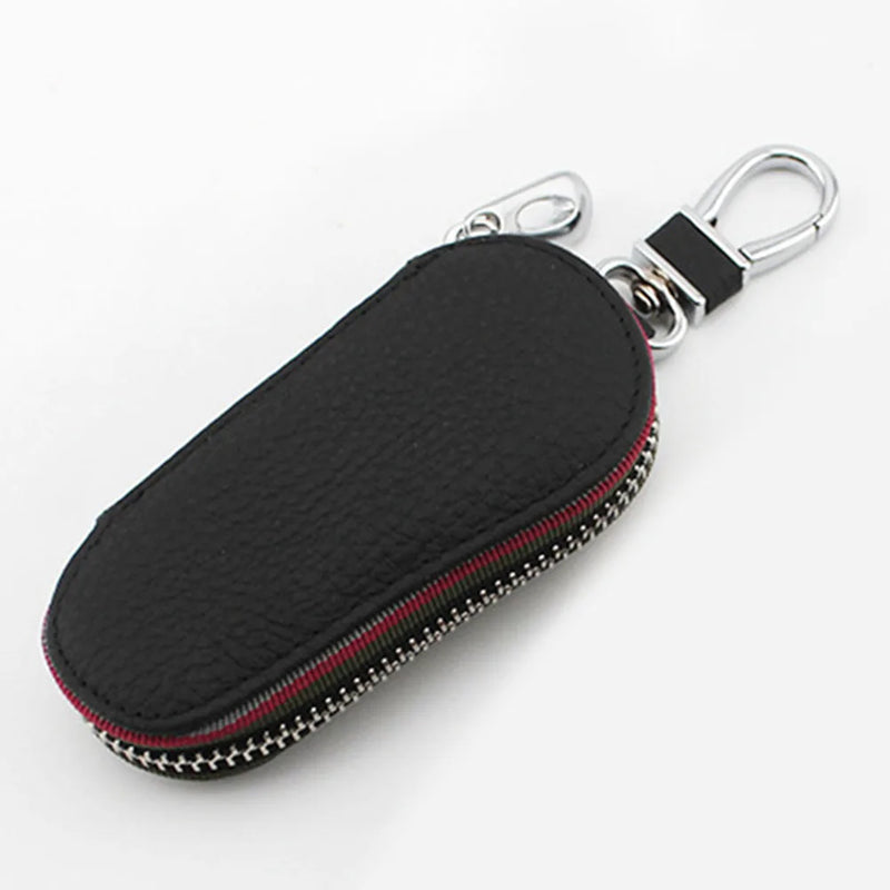 Compact PU Leather Car Key Bag, Anti Lost & Durable Travel Accessory