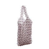 Acrylic Beading Top Handle Bag Pink Yellow Mini Crystal Beads Phone Bag