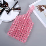 Acrylic Beading Top Handle Bag Pink Yellow Mini Crystal Beads Phone Bag