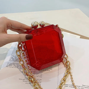 Acrylic Chain Mini Bag Women's Shoulder Bag Red Messenger Bag