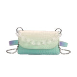 Crocodile Pattern Mini PU Leather Handbag with Acrylic Chain