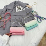 Crocodile Pattern Mini PU Leather Handbag with Acrylic Chain