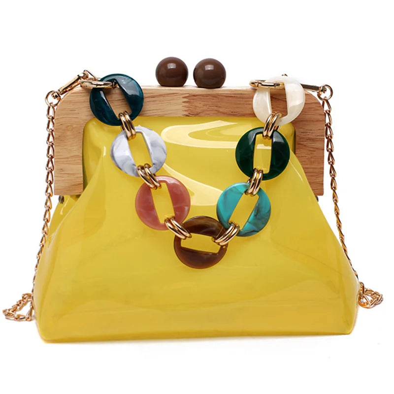 Acrylic Chain Jelly Bag PVC Women Shoulder Crossbody Bags