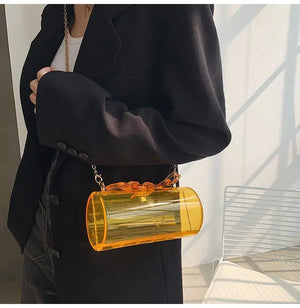Clear PVC Acrylic Chain Jelly Bag Hexagon Crossbody Tote