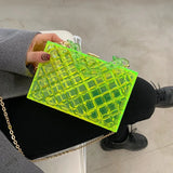 Acrylic Chain Transparent Box Jelly Handbags Clear PVC Mini Shoulder