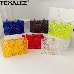 Acrylic Chain Transparent Box Jelly Handbags Clear PVC Mini Shoulder