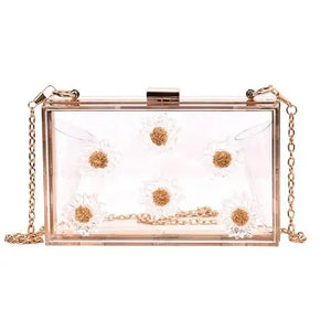 Clear Flower Crossbody Bag Evening Party Clutch Summer Bag