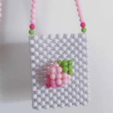 Acrylic Beaded Strawberry Mini Square Bag Casual Shoulder Messenger Small Ladies
