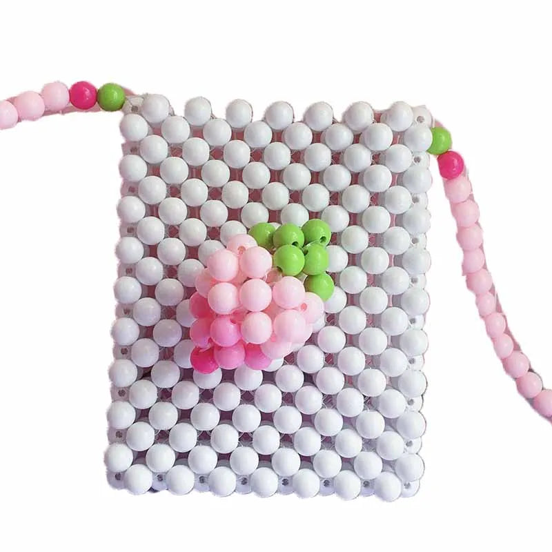 Acrylic Beaded Strawberry Mini Square Bag Casual Shoulder Messenger Small Ladies