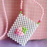 Acrylic Beaded Strawberry Mini Square Bag Casual Shoulder Messenger Small Ladies