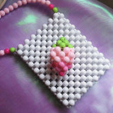 Acrylic Beaded Strawberry Mini Square Bag Casual Shoulder Messenger Small Ladies