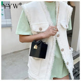 Acrylic Ins Female Clutch Box Purse PVC Mini Hand Bags Chains Shoulder Purses