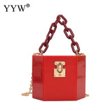 Acrylic Ins Female Clutch Box Purse PVC Mini Hand Bags Chains Shoulder Purses