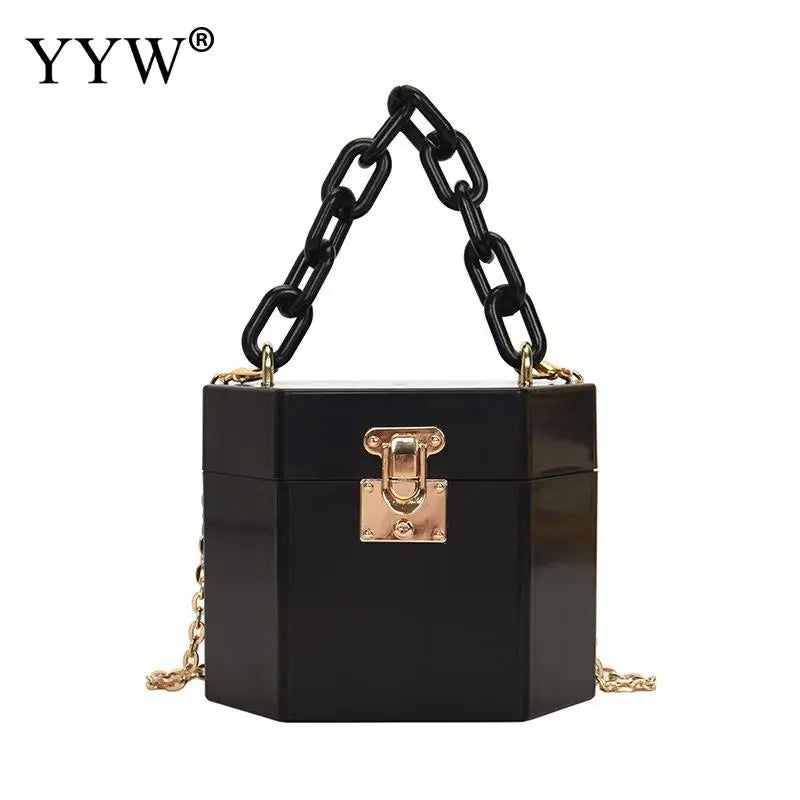 Acrylic Ins Female Clutch Box Purse PVC Mini Hand Bags Chains Shoulder Purses