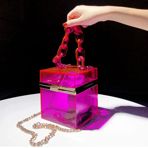 Acrylic Purple Clutch Handbag Bridal Purse Party Shoulder Bag