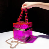 Acrylic Purple Clutch Handbag Bridal Purse Party Shoulder Bag