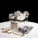 Acrylic Purple Clutch Handbag Bridal Purse Party Shoulder Bag