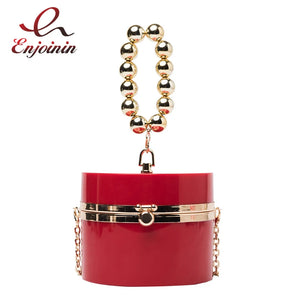 Golden Beaded Handles Evening Clutch Bag for Women