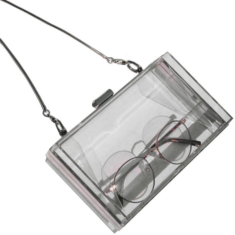 Acrylic Transparent Clutch Chain Box Evening Purse