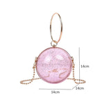 Acrylic Transparent Women Clutch Bag Evening Chain Circular Shoulder Bag