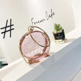 Acrylic Transparent Women Clutch Bag Evening Chain Circular Shoulder Bag