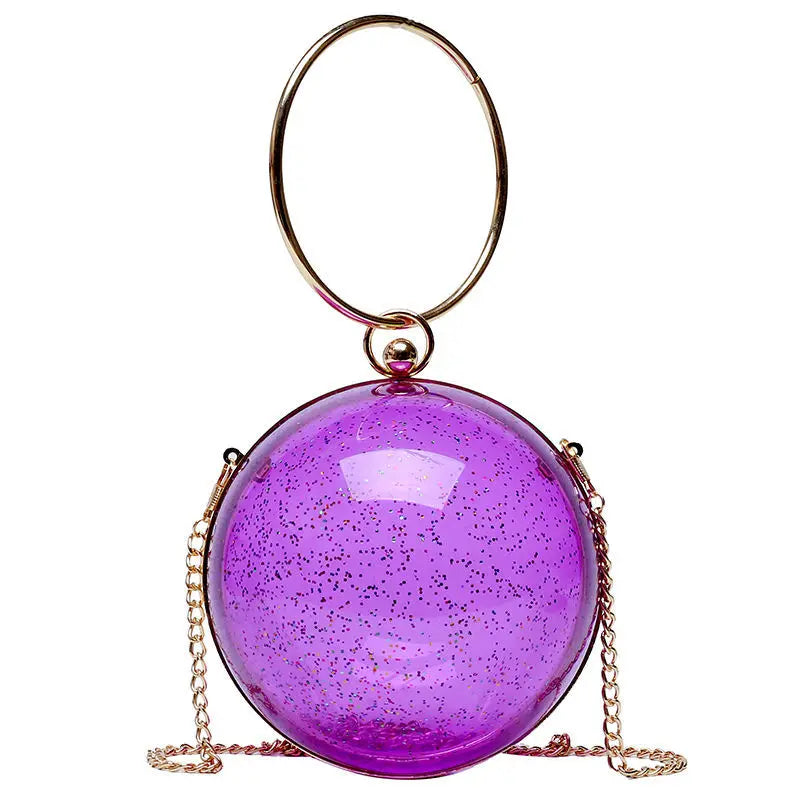 Acrylic Transparent Women Clutch Bag Evening Chain Circular Shoulder Bag