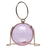 Acrylic Transparent Women Clutch Bag Evening Chain Circular Shoulder Bag