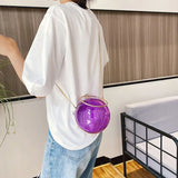 Acrylic Transparent Women Clutch Bag Evening Chain Circular Shoulder Bag