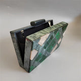 Champagne Geometric Evening Clutch Bag Chain Shoulder Purse
