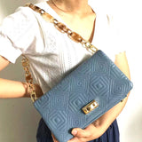 Embroidered Acrylic Chain Shoulder Bag Women's Small Square Purse Handbag