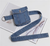 Adjustable Denim Fabric Waist Packs Vintage European Jean Waistband Bags