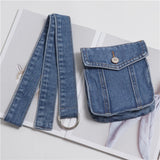 Adjustable Denim Fabric Waist Packs Vintage European Jean Waistband Bags