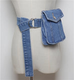 Adjustable Denim Fabric Waist Packs Vintage European Jean Waistband Bags