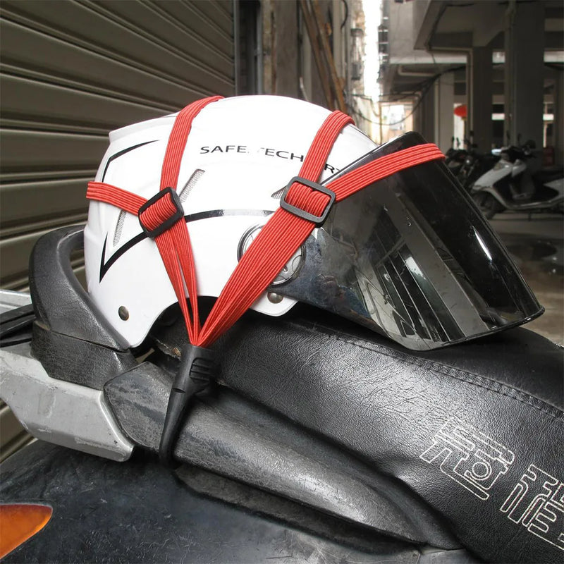 Adjustable Helmet Luggage Elastic Rope Strap - Red
