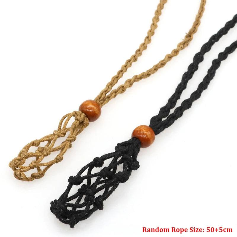 Adjustable Necklace Cord Empty Stone Holder Wax Rope Metal Chain DIY Natural