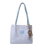 Stylish Canvas Shoulder Bag with Scarf Detail
