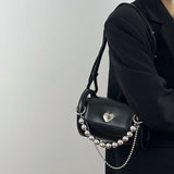 Polyester Barrel Shaped Beaded Chain Shoulder Bag