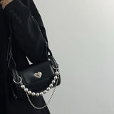 Polyester Barrel Shaped Beaded Chain Shoulder Bag