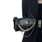 Polyester Barrel Shaped Beaded Chain Shoulder Bag